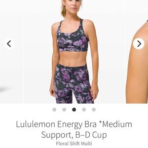 Lululemon Energy Bra, Medium Support, Size 8, B–D Cup